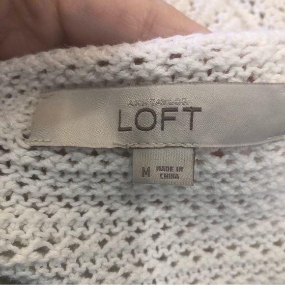 Ann Taylor Loft Size M cotton pullover white boxy slightly cropped sweater - Picture 5 of 7
